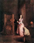 LONGHI, Pietro The Confession sg oil painting on canvas